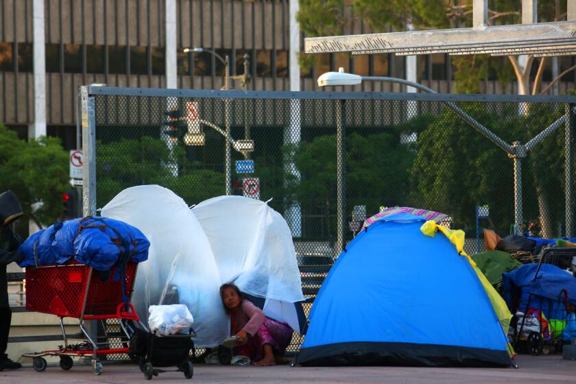 A homeless camp last fall near City Hall in downtown Los Angeles.