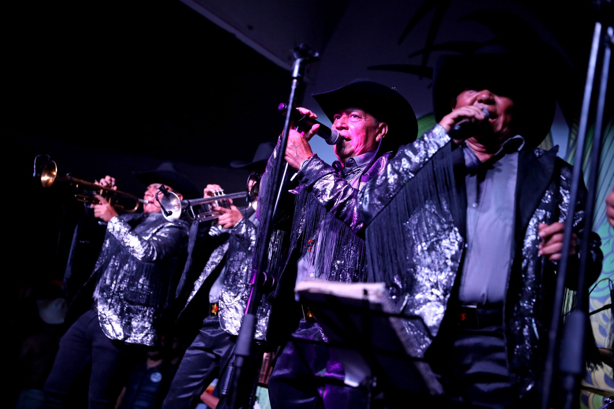 Banda R-15 Del Korita Gonzalez performs at the annual gay cowboy convention "Reunion Vaquera" at Juana Gayo Club