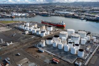 Oil storage tanks at an oil terminal in Richmond, California.