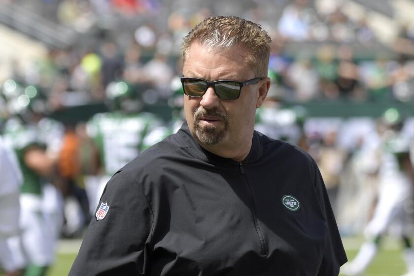 New York Jets defensive coordinator Gregg Williams looks on before a game against the Buffalo Bills on Sept. 8, 2019.