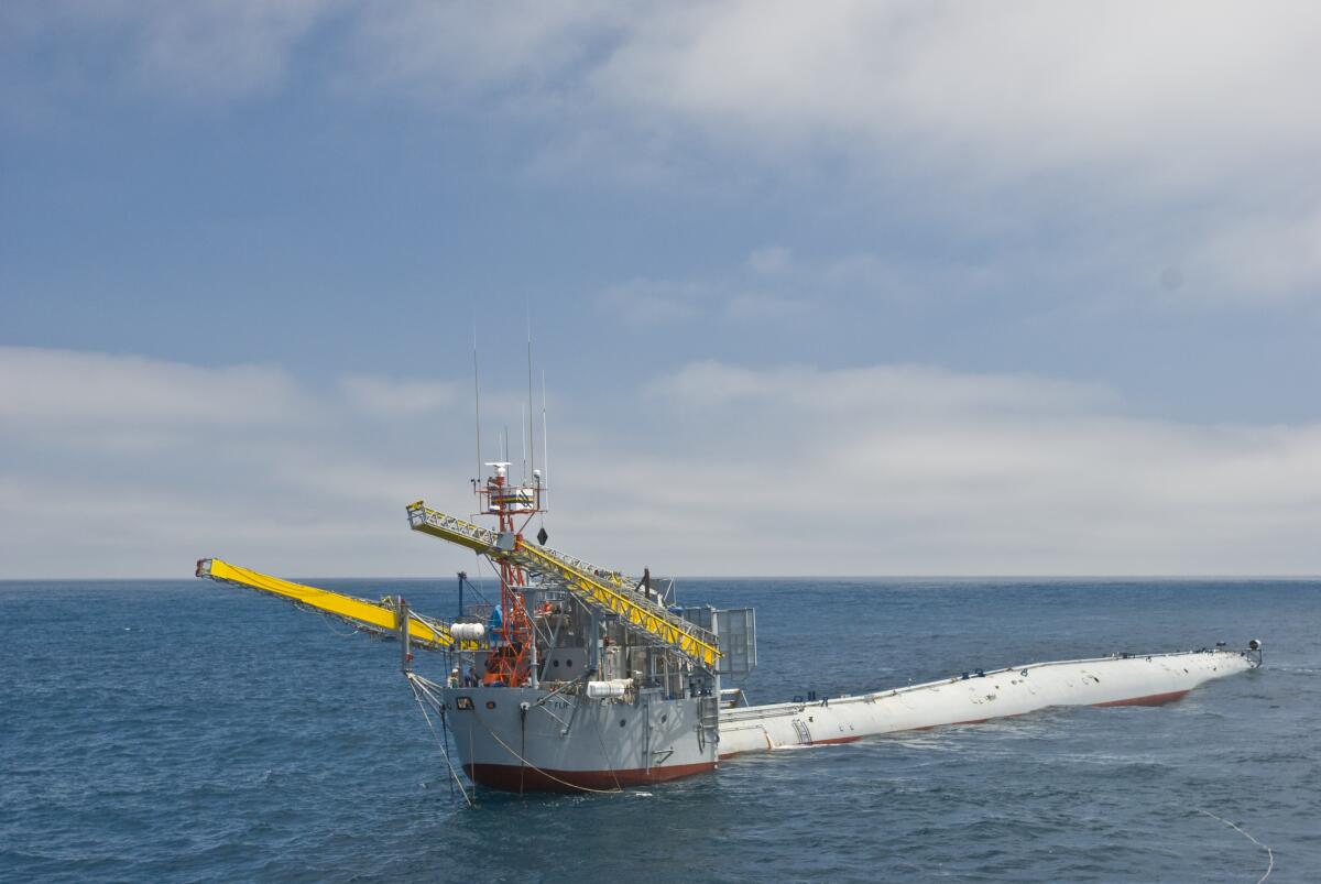 The Scripps Institution of Oceanography's FLoating Instrument Platform, or FLIP, helped conduct sea research.