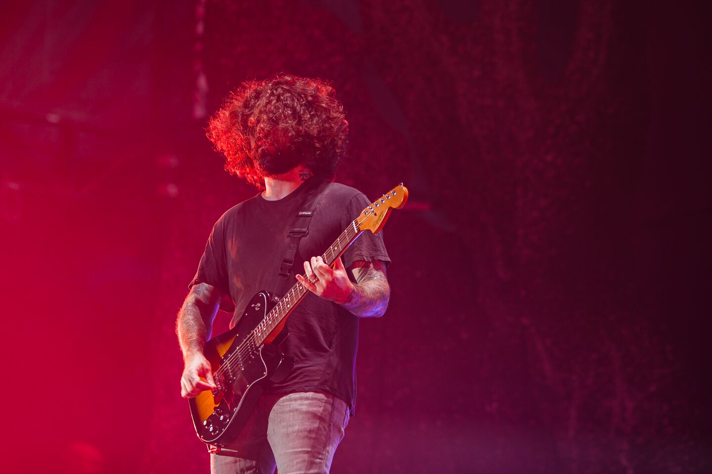 Guitarist, Joseph Mark Trohman of Fall Out Boy during the Hella Mega Tour at Petco Park in downtown San Diego on August 29, 2021.