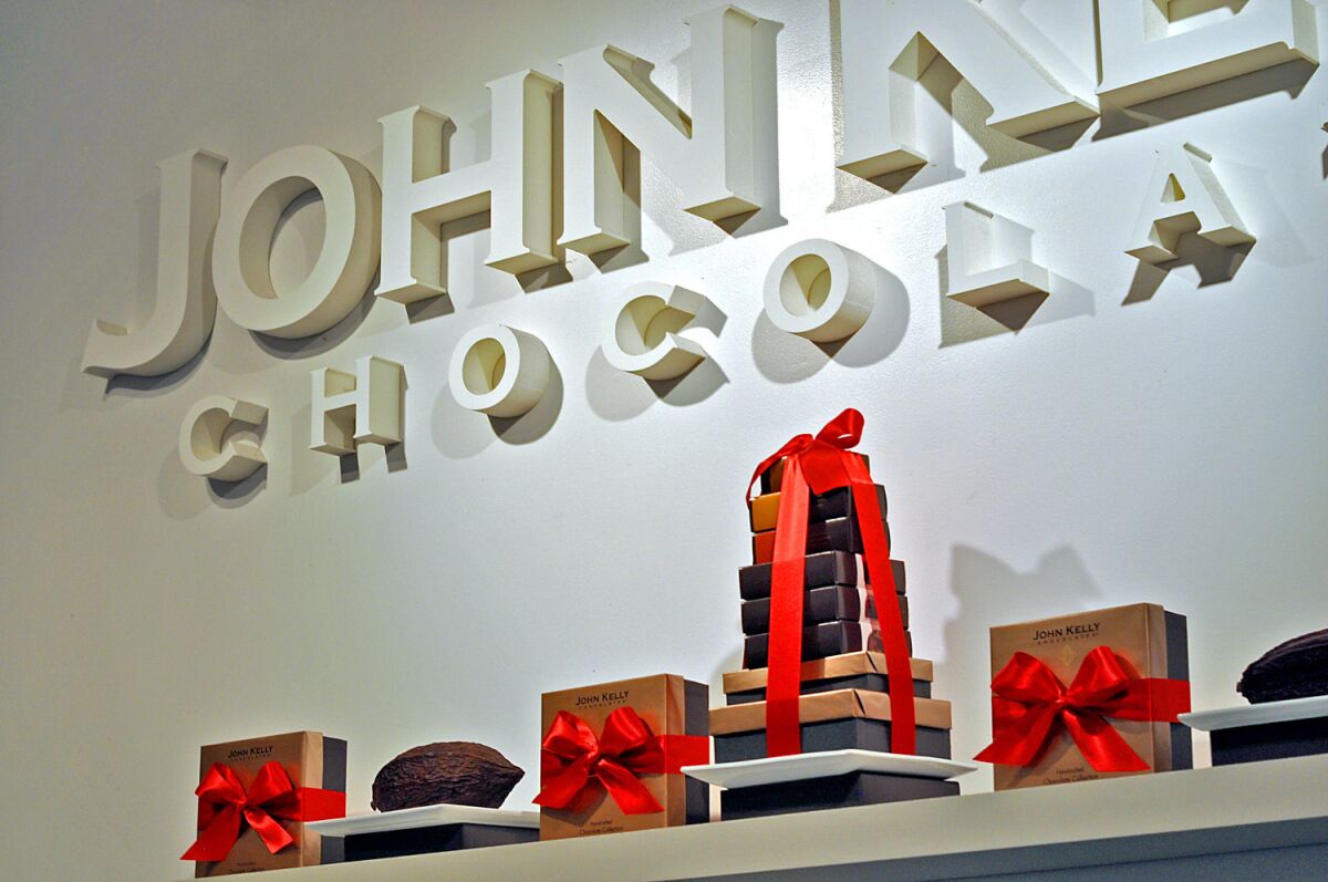 John Kelly Chocolates began as a small wholesale chocolate factory in Hollywood 10 years ago; now it has two retail shops, as well as the original factory.