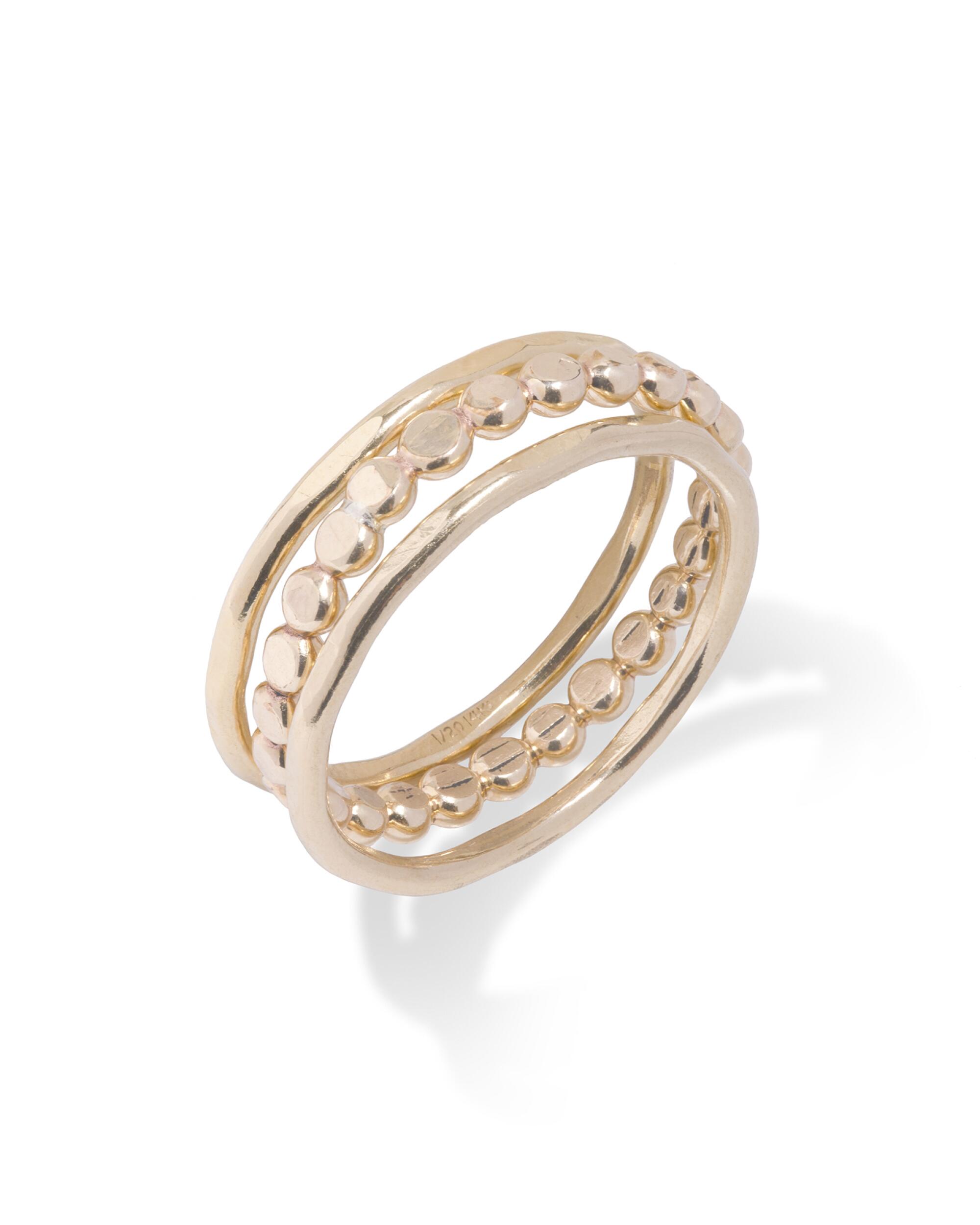 Amy Jennings Flat Beaded 14k gold-filled ring set