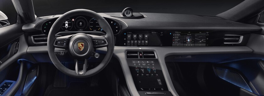 Porsche designers sought clean lines for a dashboard fitted with three to four touchscreens. Emphasis is not on automation, but on assisting an active, engaged driving experience.