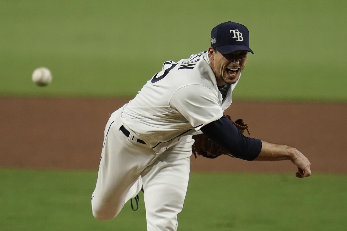 El lanzador de los Rays de Tampa Bay de Charlie Morton 