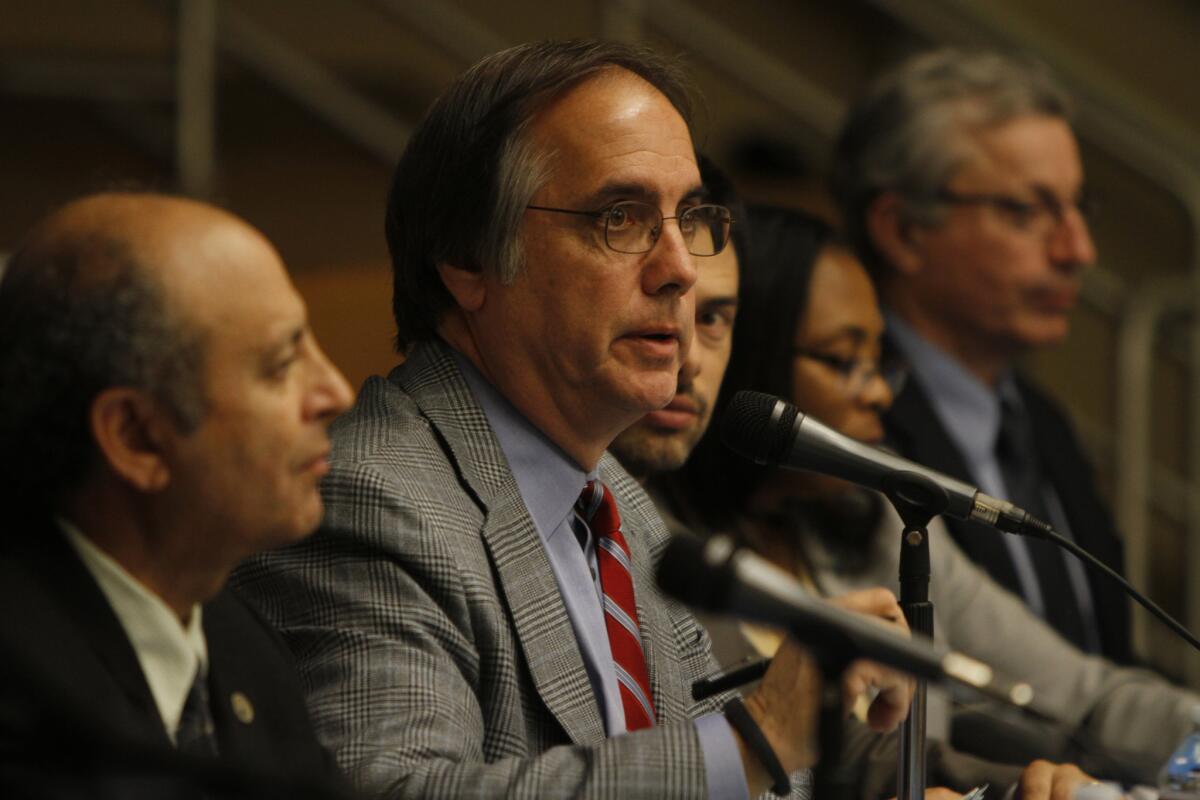 Southern California’s air quality board's top executive, Barry R. Wallerstein, who is shown at a town hall meeting in Los Angeles in 2013.