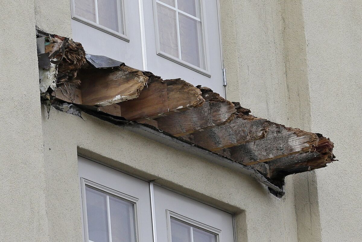The wood remnants of the balcony that collapsed two weeks ago in Berkeley, killing six Irish students and injuring seven.