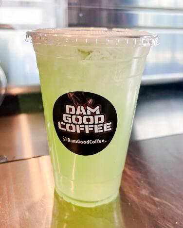A cucumber lemonade from Dam Good Coffee.