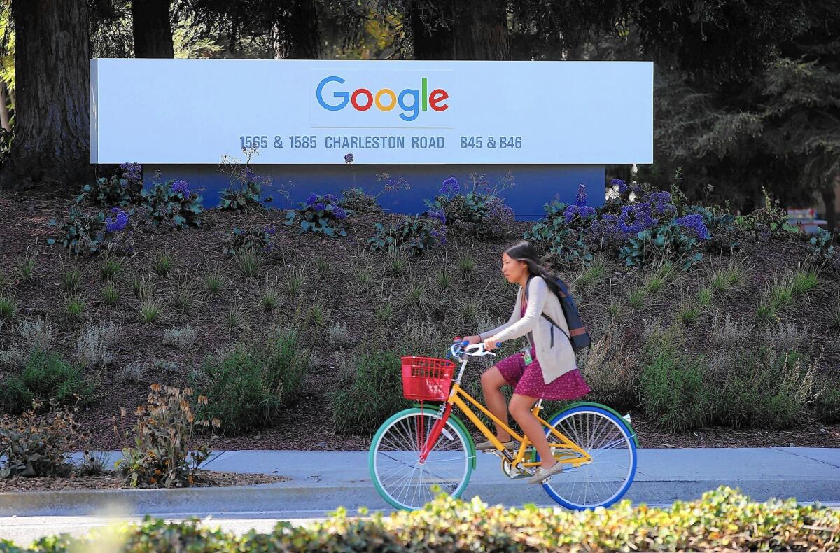 Google's ability to stay relevant in turbulent times can provide a lesson. Above, the company's new logo is displayed on a sign outside its Mountain View, Calif., headquarters.