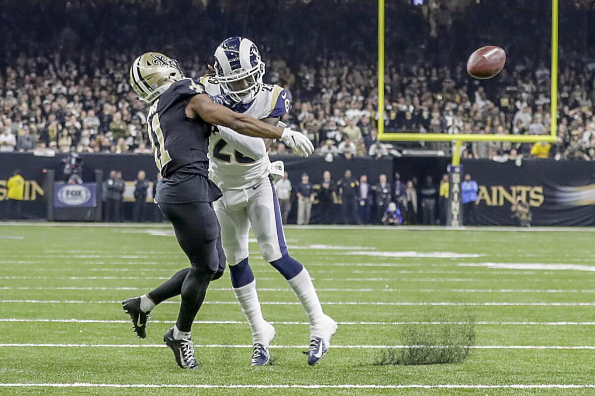 Rams cornerback Nickell Robey-Coleman gained notoriety for his early hit on Saints receiver Tommylee Lewis in the NFC championship game two seasons ago.