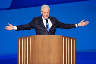 DNC CHICAGO, IL AUGUST 21, 2024 - Former President Bill Clinton speaks during the Democratic National Convention Wednesday, Aug. 21, 2024, in Chicago, IL. (Myung J. Chun/Los Angeles Times)