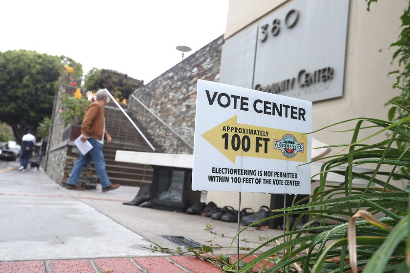 A voter walks into the Laguna Beach Community Center and Susie Q center to cast his ballot on Election Day on Tuesday, November 8th.