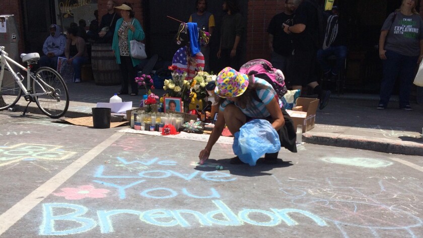 Friends of Brendon Glenn, an unarmed homeless man who was fatally shot by police Tuesday night in Venice, gathered at the shooting site Saturday for a memorial.