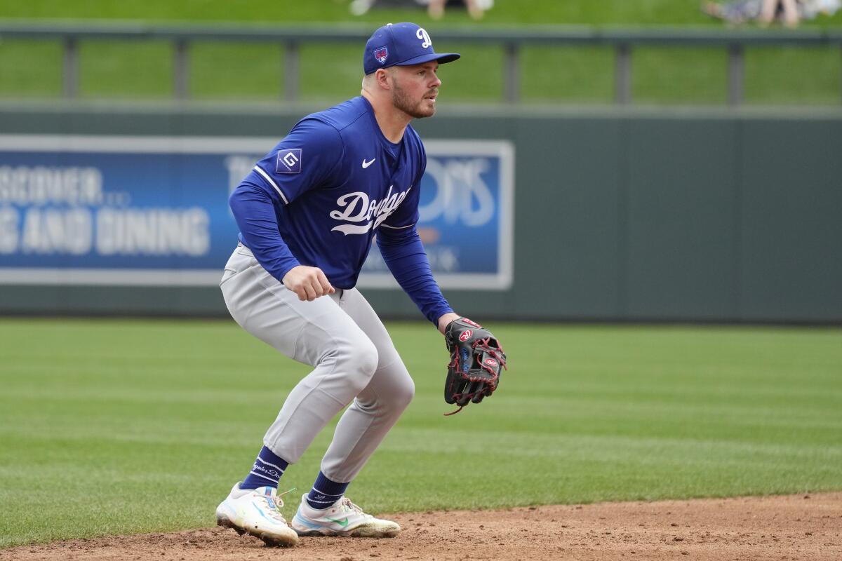 The Dodgers' Gavin Lux, originally projected to be the team's starting shortstop, was at second base for Friday's game.
