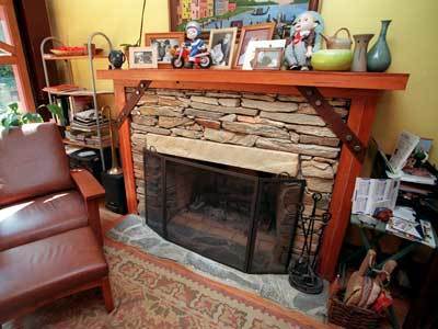 Fireplace of transformed cottage