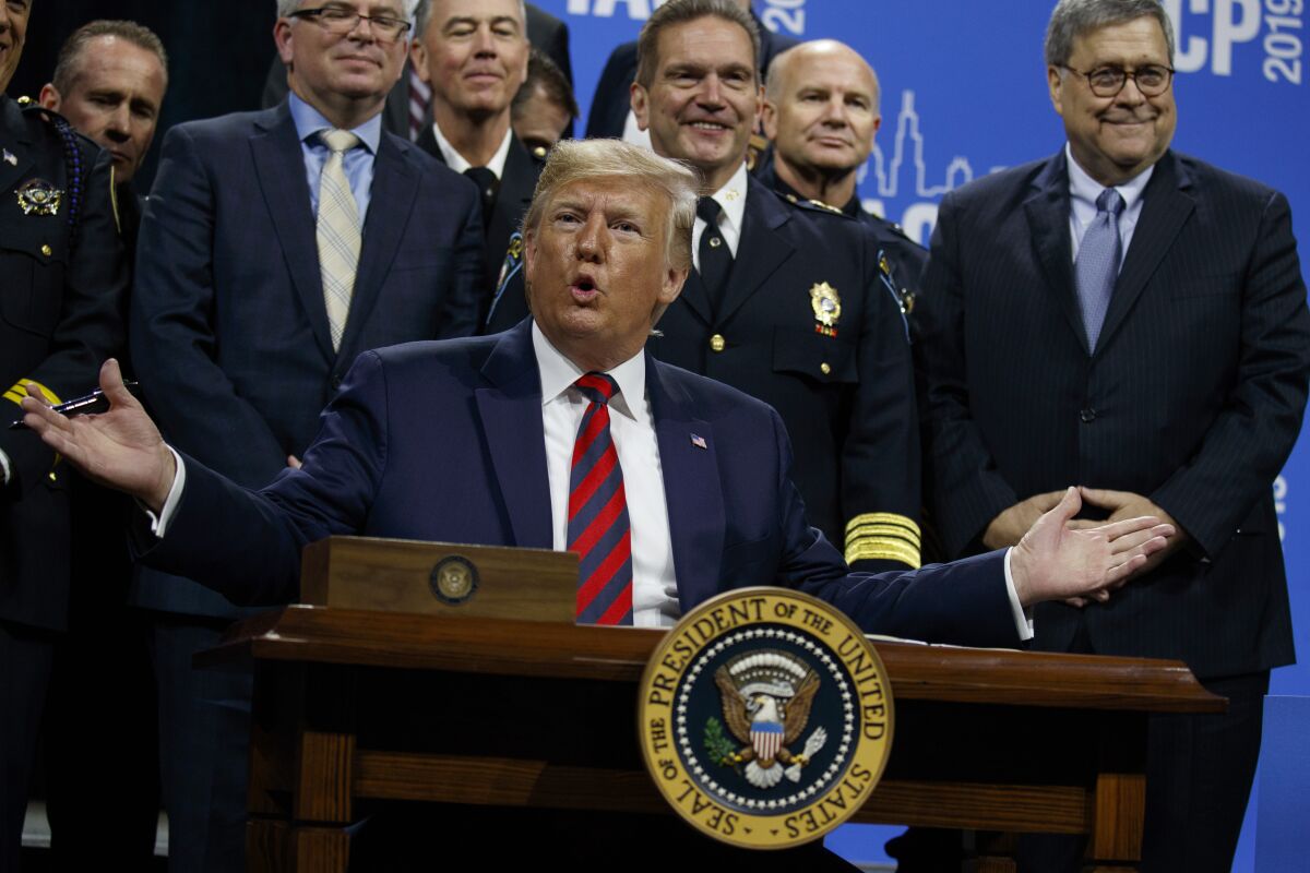 President Trump speaks in Chicago on Monday.