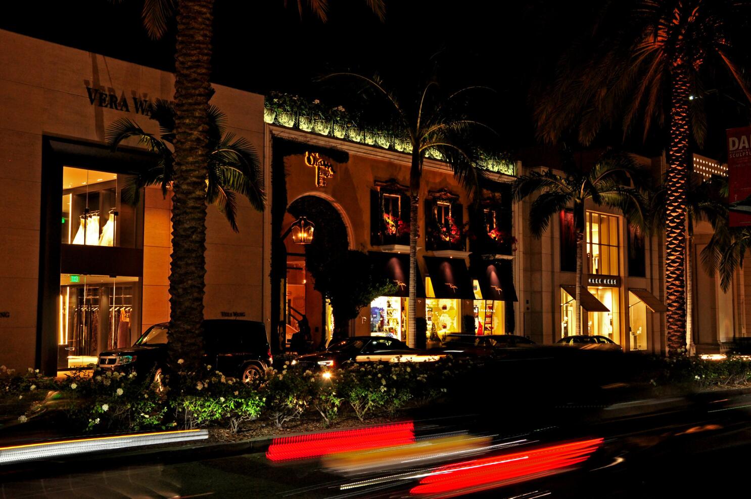 Rodeo drive by night stock image. Image of luxury, lifestyle