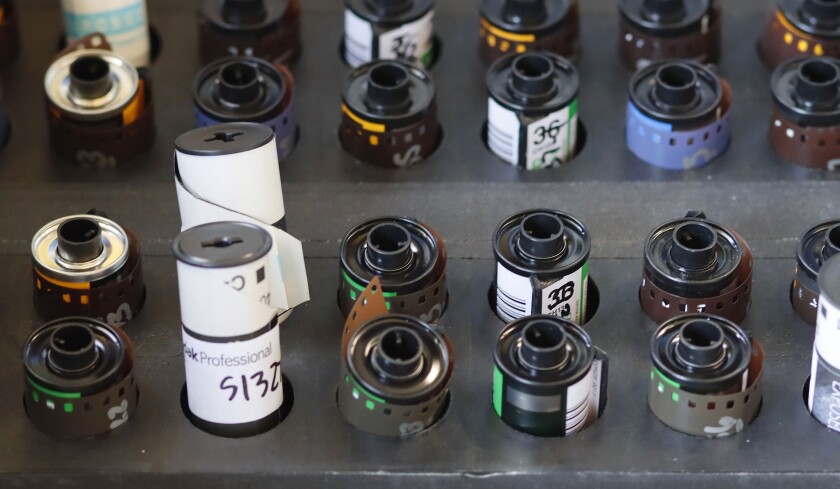 A drawer filled with roll film for sale at Camera Exposure & Safelight Labs in North Park.