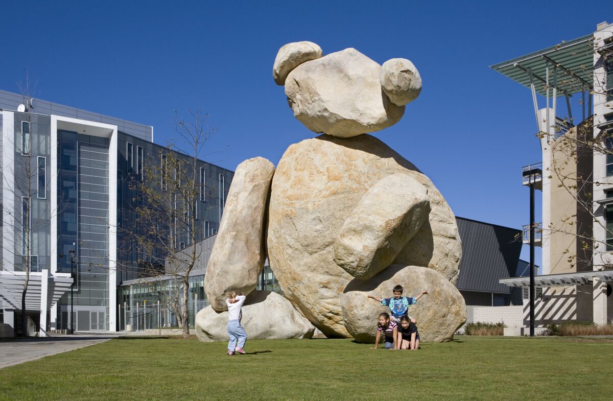 Tim Hawkinson's "Bear" was installed in 2005 as part of the Stuart Collection at UC San Diego.