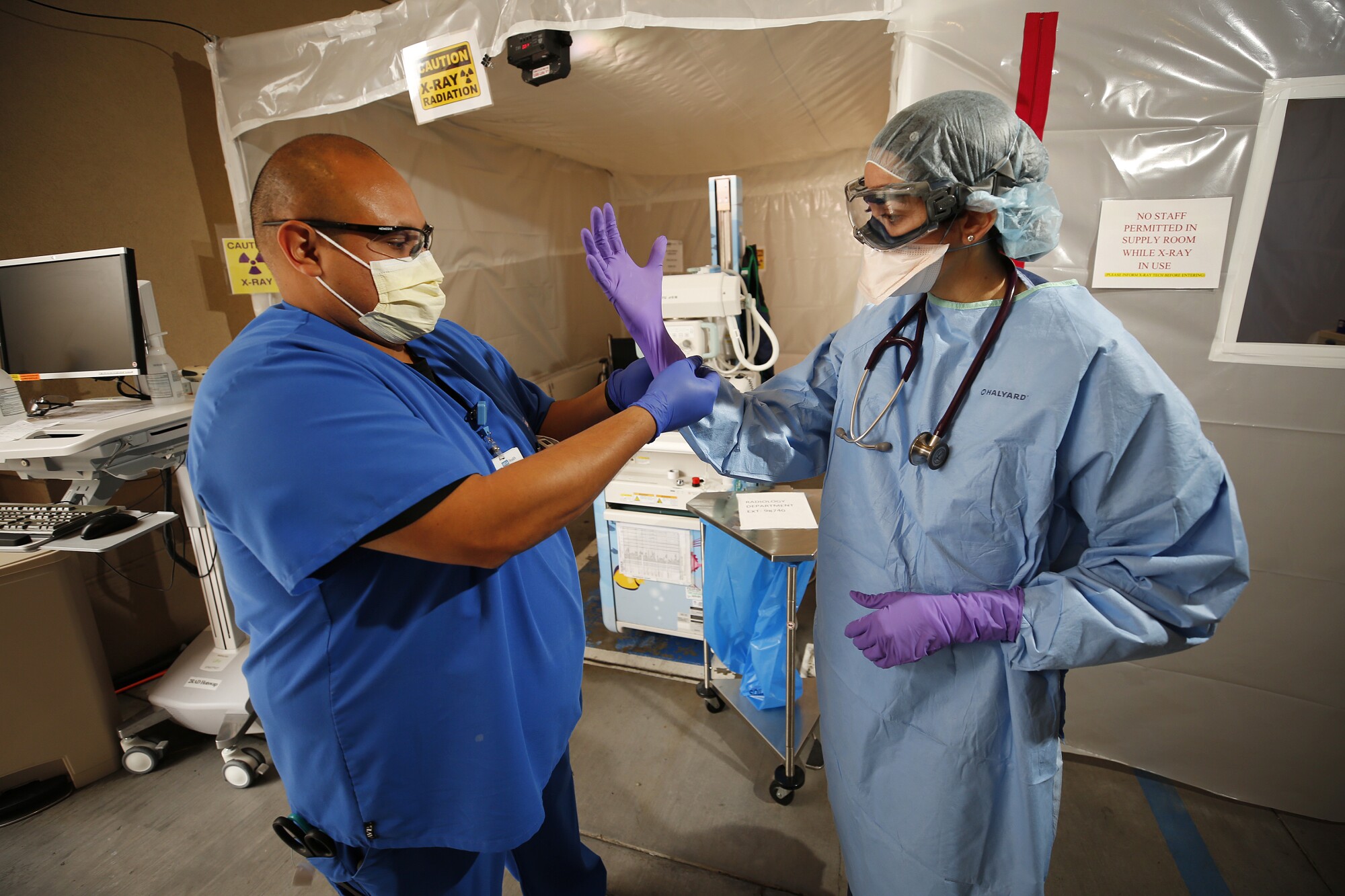 Dr. Lisa Dabby and senior emergency trauma technician Jorge Velasco