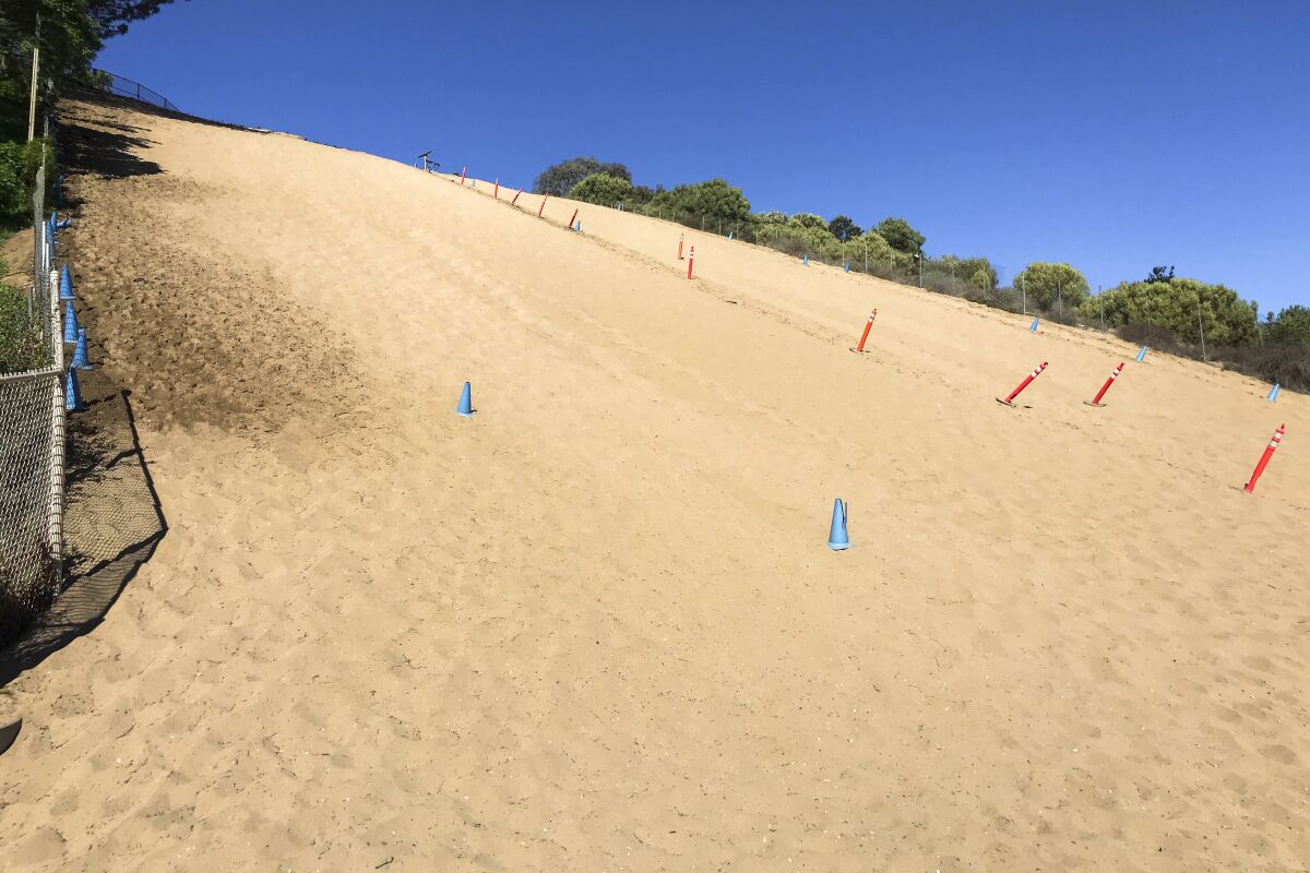 The steep sand dune of Sand Dune Park. 