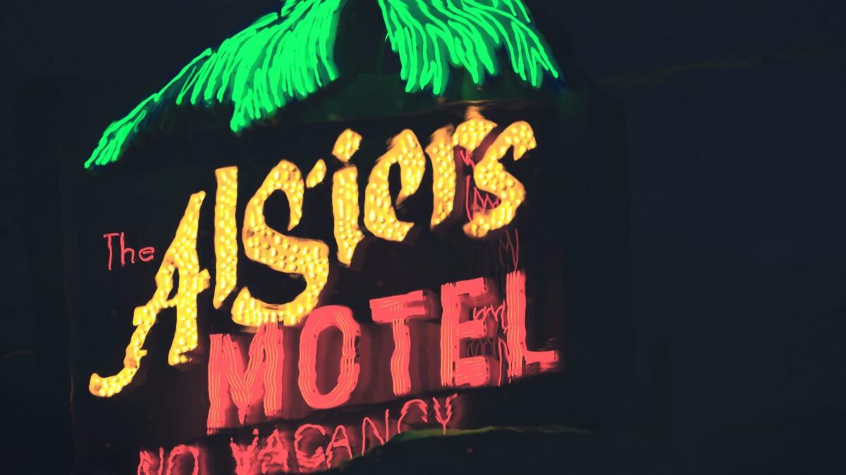 The sign for the Algiers Hotel, where most of director Kathryn Bigelow's "Detroit" takes place.