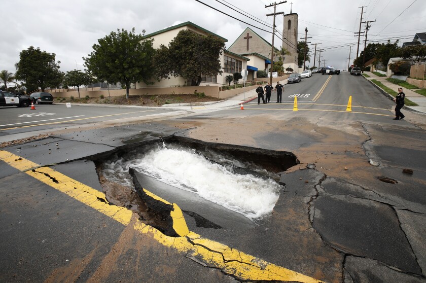 Water Main Break Causes Sinkhole In Southcrest The San Diego