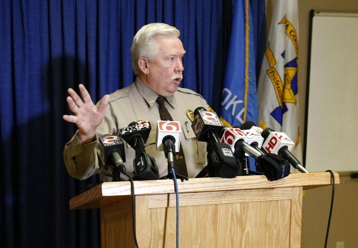 Tulsa County Undersheriff Tim Albin briefs reporters in this 2014 file photo.