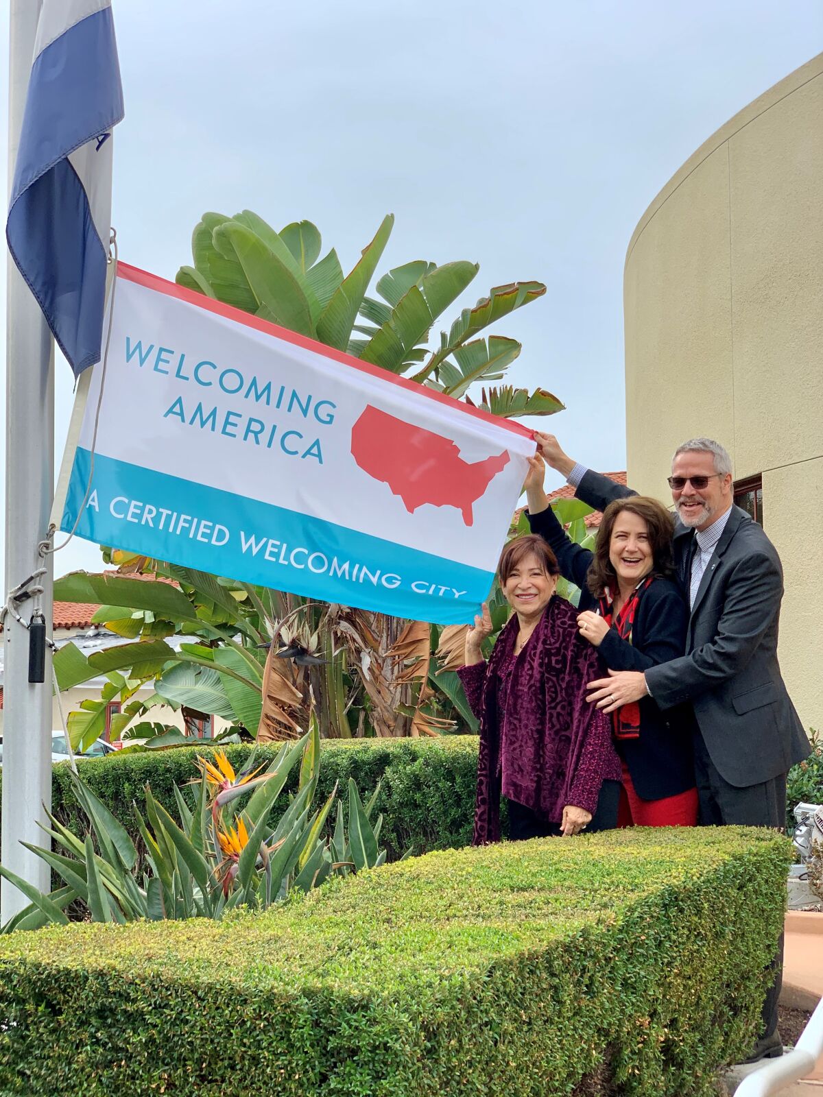 Chula Vista celebrated its designation as a welcoming city on Tuesday, when it raised a flag that honors the recognition