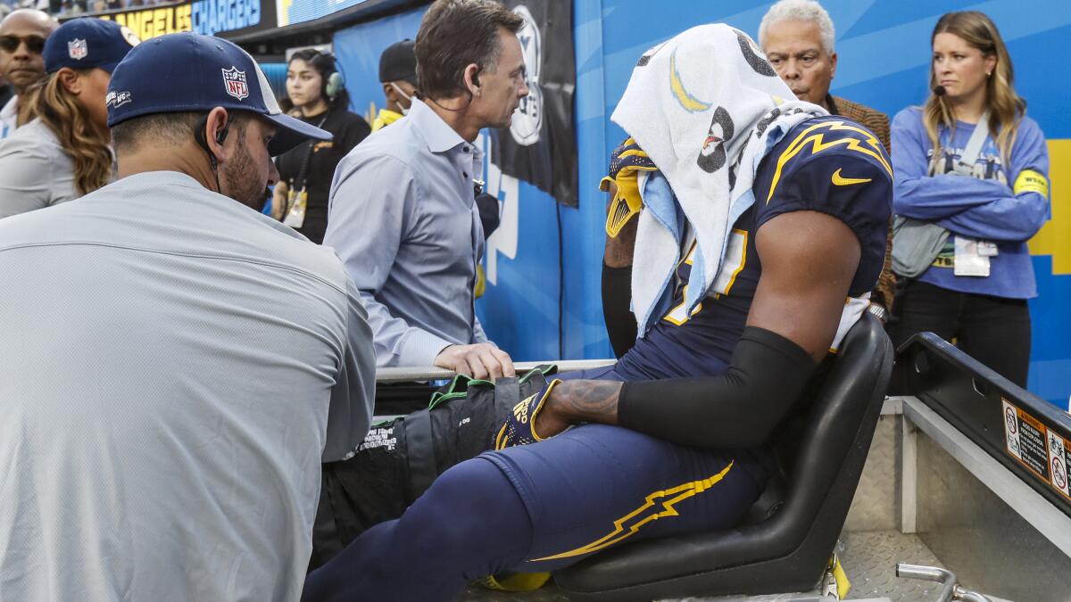 Chargers lose J.C. Jackson to knee injury, game to Seahawks – Orange County  Register