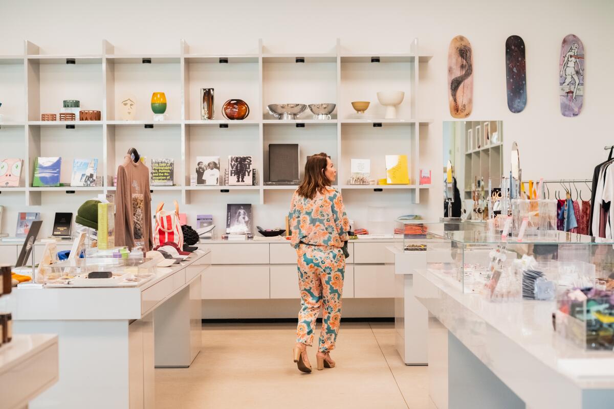 A woman shops in the boutique at the Museum of Contemporary Art San Diego in La Jolla.