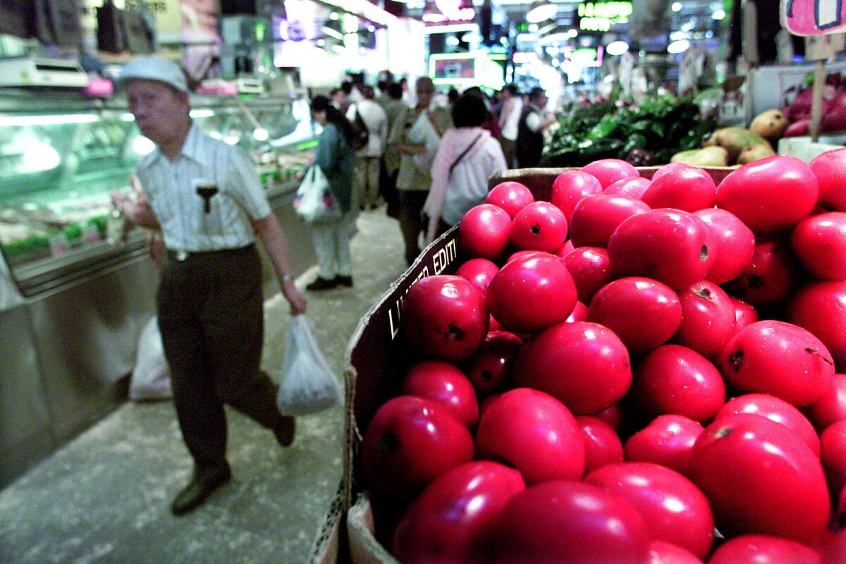 Public health officials want smaller neighborhood markets to offer more fruits and vegetables and other healthy foods. Above, Grand Central Market downtown.