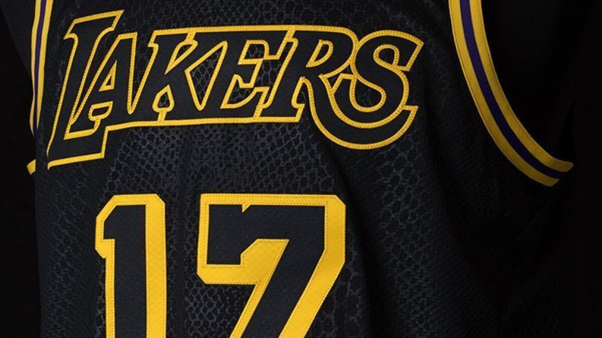 Lakers Debut New Kobe Bryant Inspired City Edition Jersey Los Angeles Times