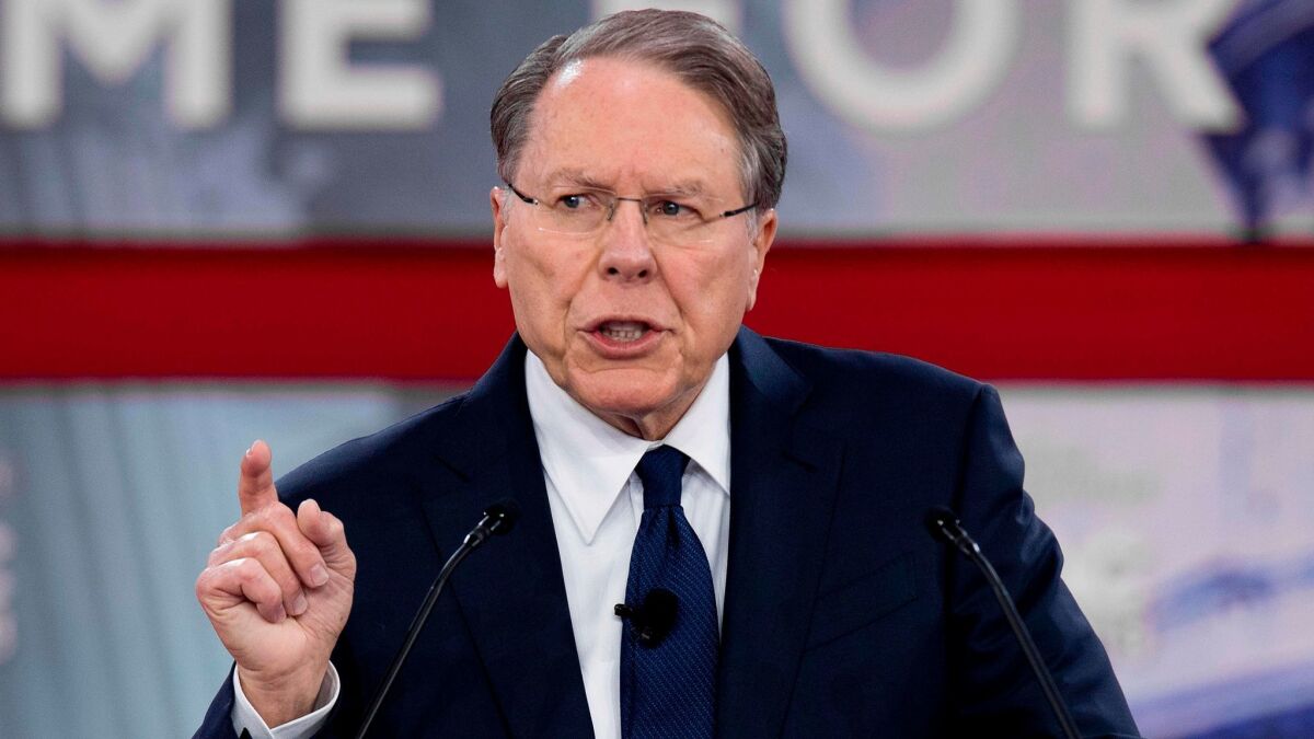 Stoking paranoia, Wayne LaPierre said Democrats want to take away guns and kill the Second Amendment in a speech Thursday to CPAC.
