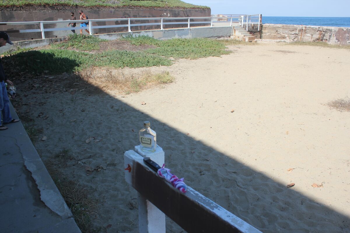 A knife and a cognac bottle were found at the Plunge, a former saltwater pool just south of the Ocean Beach Pier.