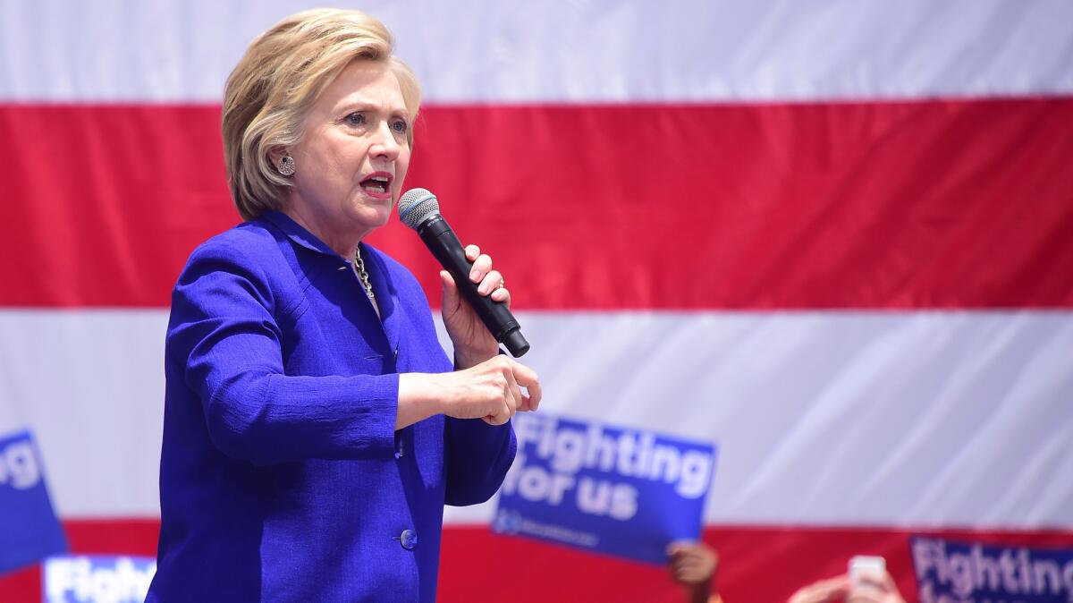 Hillary Clinton campaigns Monday in Lynwood.