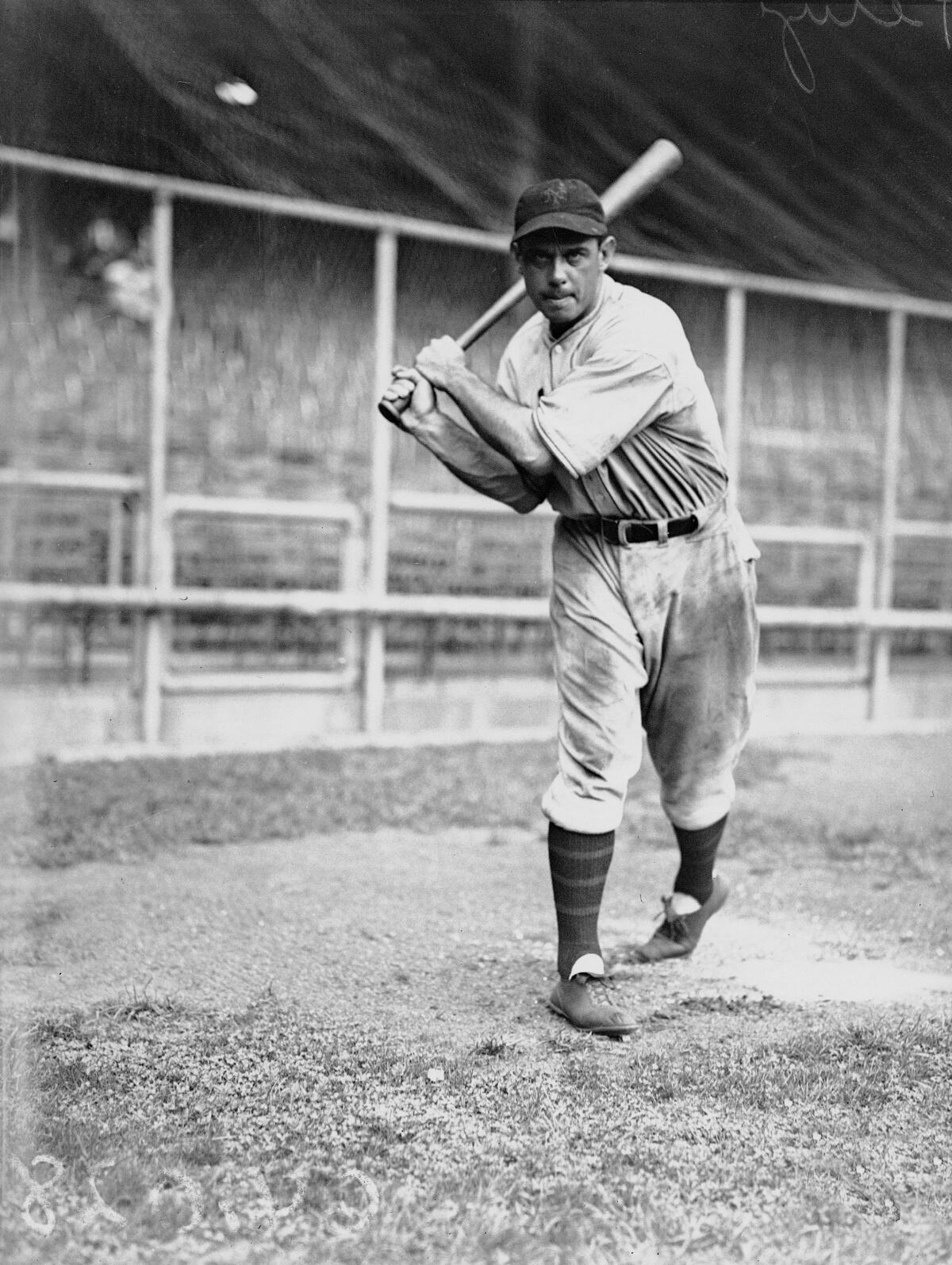 Bill Terry, player-manager of the New York Giants, is shown in posed action in New York, Sept. 14, 1933. 