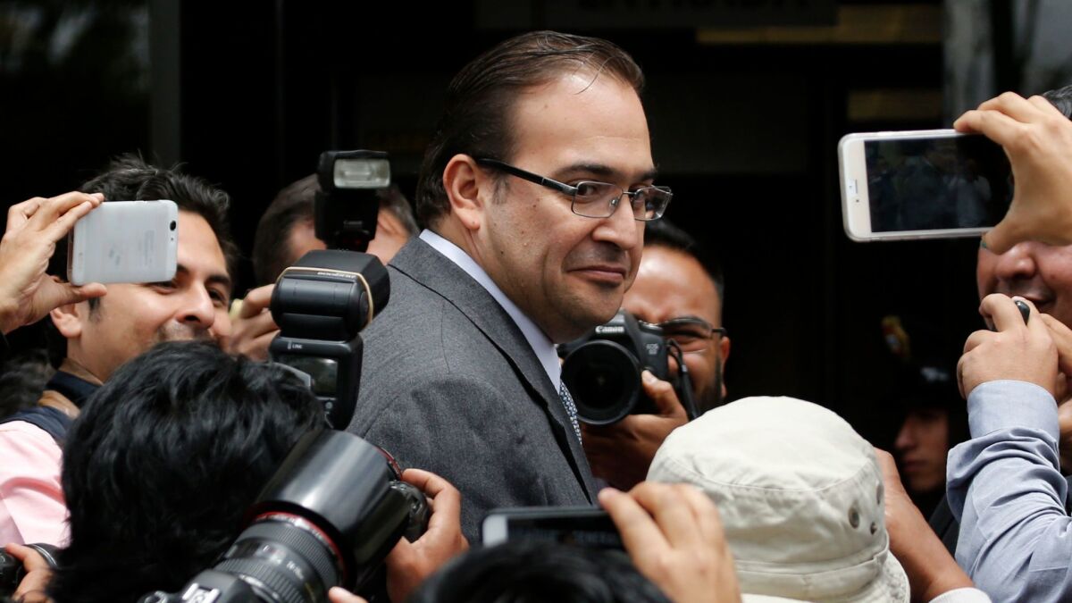 Mexican authorities have announced a $730,000 reward for information leading to the arrest of former Veracruz Gov. Javier Duarte, here in Mexico City in August, to face corruption charges.
