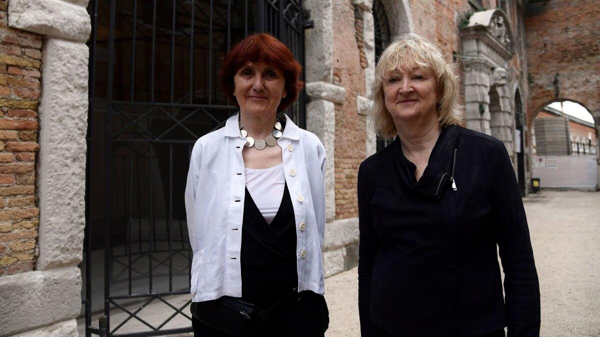 Shelley McNamara, left, and Yvonne Farrell, founders of Grafton Architects, are the curators of the 16th Venice Architecture Biennale.