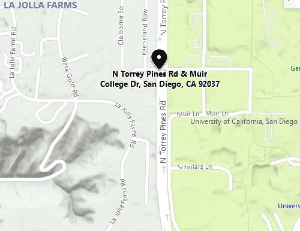 A bicyclist was injured when struck by an SUV on July 3 on North Torrey Pines Road near Muir College Drive in La Jolla.