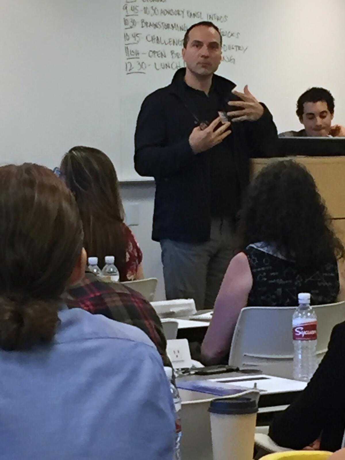 Opera singer, composer and director David Adam Moore talks about innovation at San Diego Opera's Opera Hack summit on July 27 in San Diego.