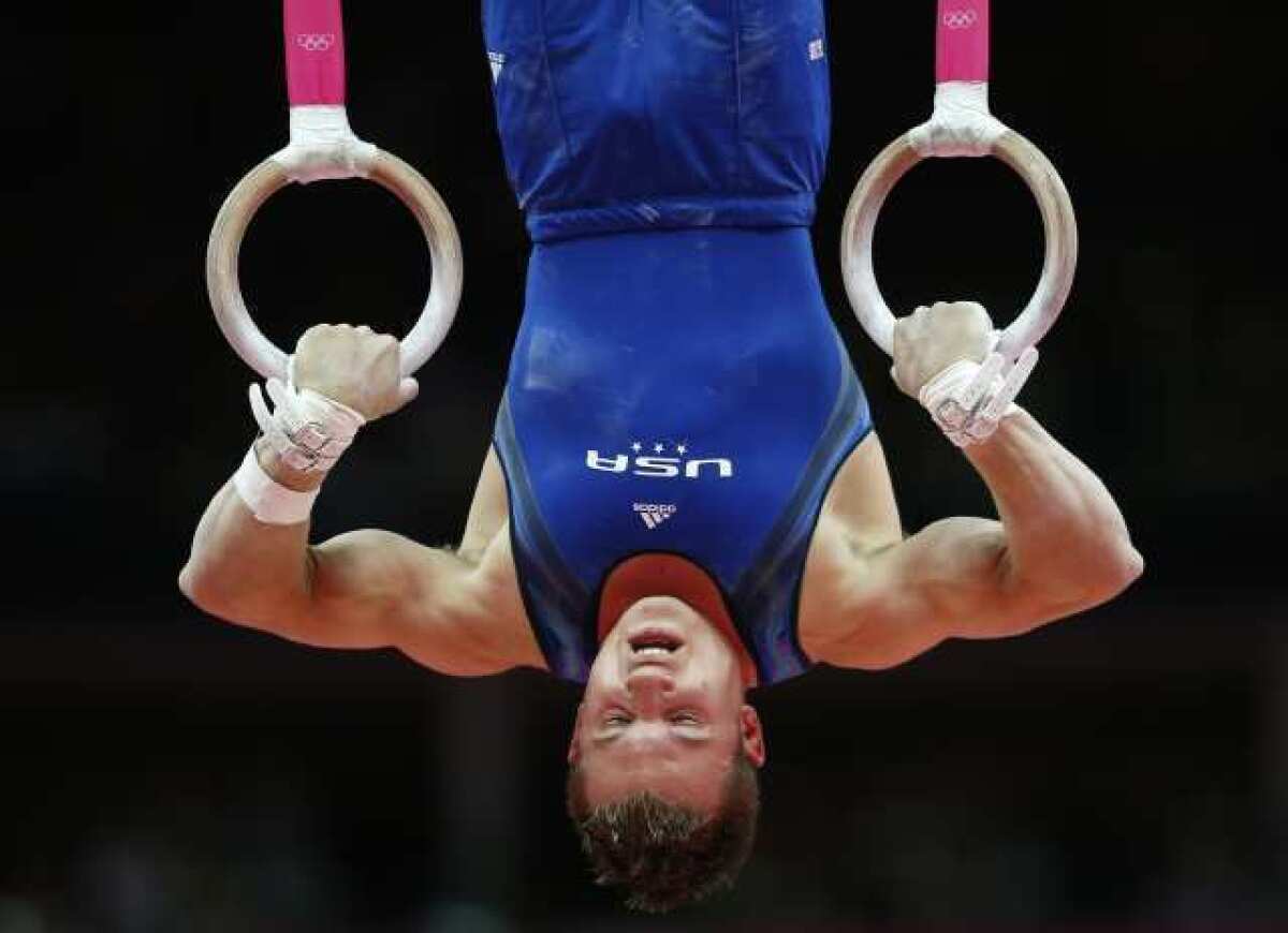 Jonathan Horton competes on the rings.