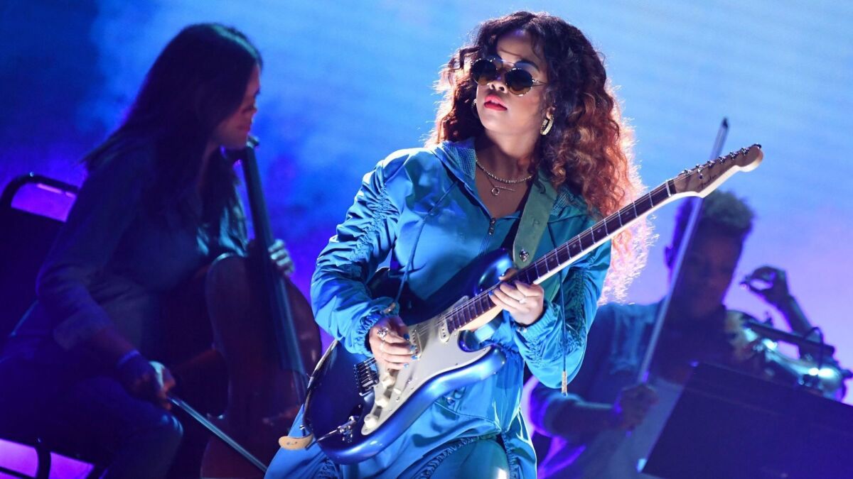 H.E.R. performs at the BET Awards.