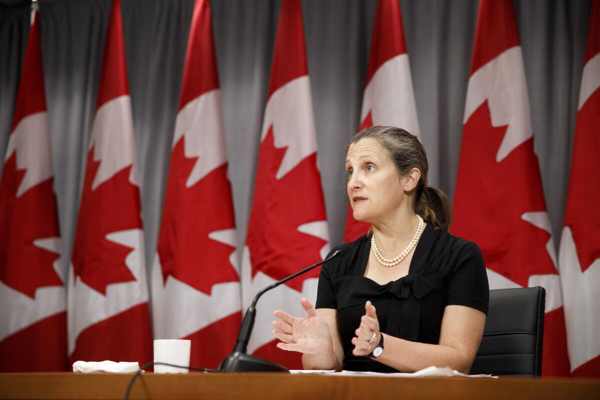 La viceprimera ministra de Canadá Chrystia Freeland 