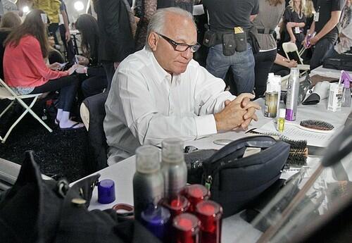 Designer Max Azria has a quite moment backstage before his Spring 2010 collection of BCBG Max Azria is presented during New York's Fashion Week.