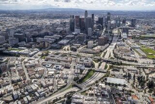 LOS ANGELES, CA, WEDNESDAY MARCH 25, 2020 - A lightly traveled four level interchange near downtown. Aerial views of Los Angeles in the time of Coronavirus. (Robert Gauthier/Los Angeles Times)