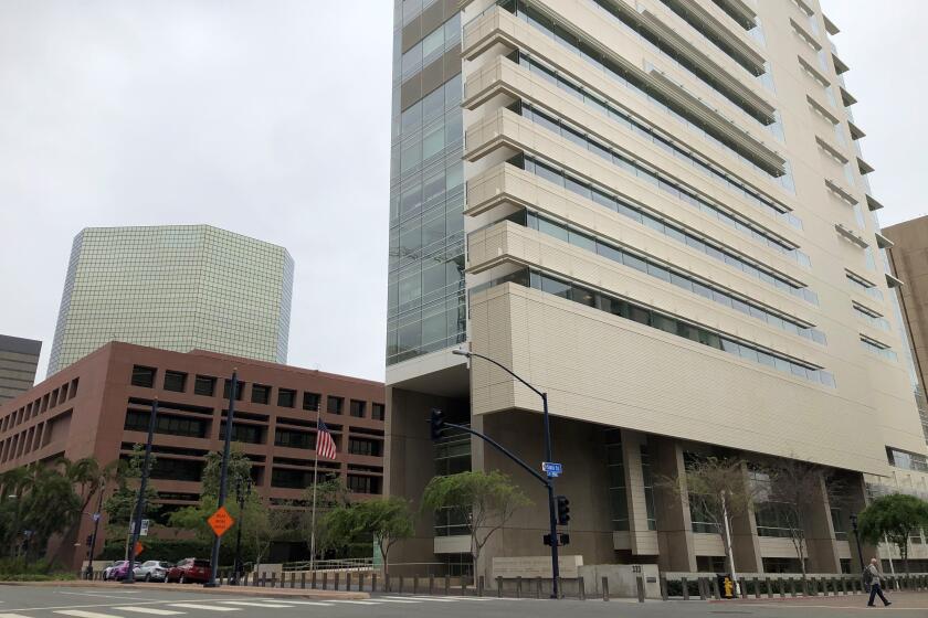 A view of San Diego's neighboring federal courthouses downtown.