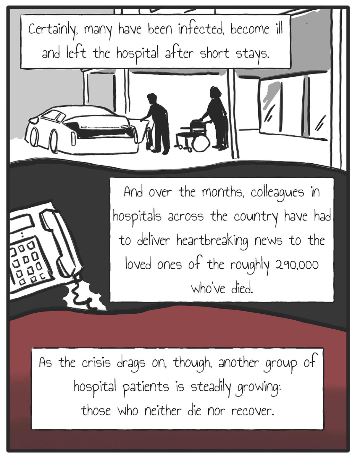 A series of nine Nathan Gray panels on medical purgatory in the time of the COVID-19 pandemic