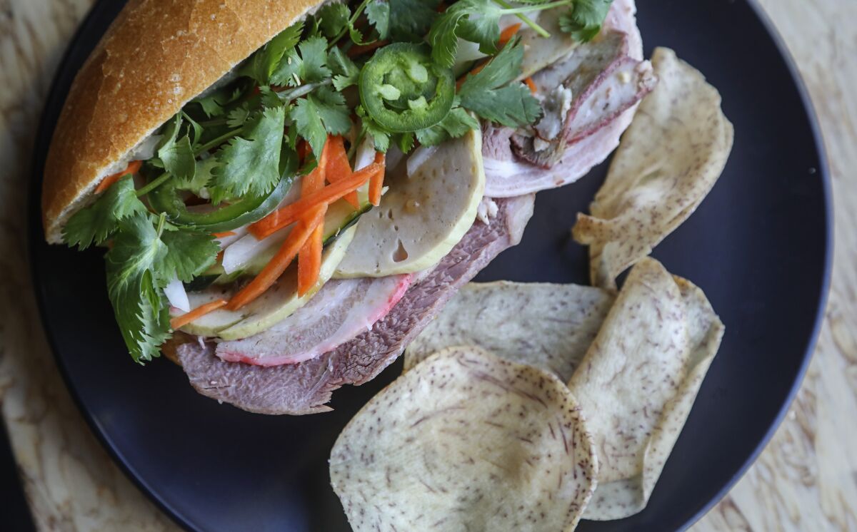 A bánh mì sandwich made by chef Duy Nguyen.